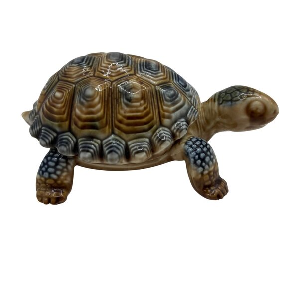 VTG Wade England Porcelain Father Tortoise Trinket Box Removable Shell Lid Box - Picture 7 of 13